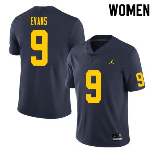 Women's Michigan #9 Chris Evans Navy High School Jersey 869036-807