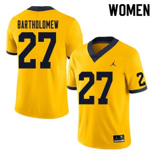 Women Wolverines #27 Christian Bartholomew Yellow High School Jersey 603994-529