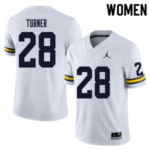Womens Michigan #28 Christian Turner White Embroidery Jersey 370465-549