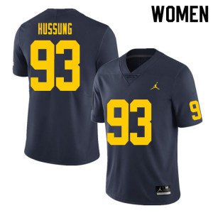 Women's University of Michigan #93 Cole Hussung Navy NCAA Jerseys 271842-958