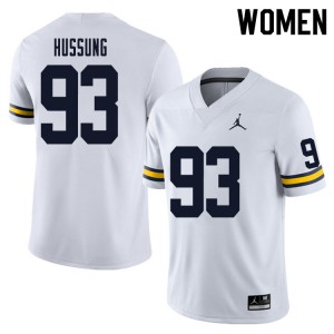 Women's Michigan #93 Cole Hussung White Player Jersey 301145-221
