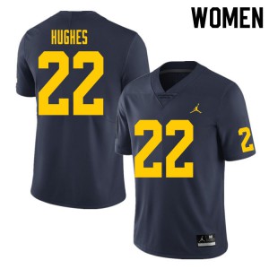 Womens Michigan #22 Danny Hughes Navy Official Jerseys 332691-931