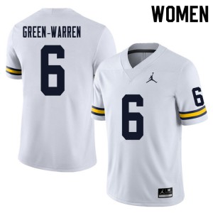 Womens University of Michigan #6 Darion Green-Warren White University Jerseys 636645-883