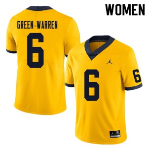 Women's Wolverines #6 Darion Green-Warren Yellow Alumni Jersey 904822-557