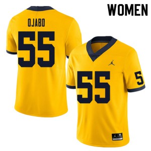 Women Wolverines #55 David Ojabo Yellow Stitch Jerseys 811267-649