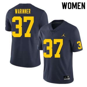 Womens Michigan #37 Edward Warinner Navy High School Jersey 111749-948