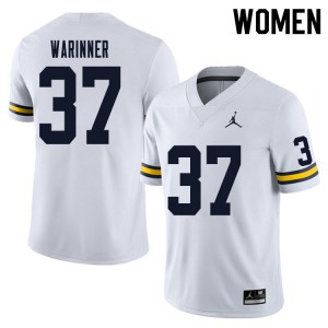 Women's Wolverines #37 Edward Warinner White Football Jersey 608962-270
