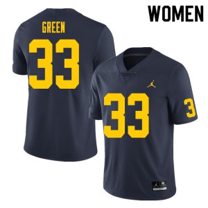 Womens Michigan Wolverines #33 German Green Navy NCAA Jerseys 736012-791