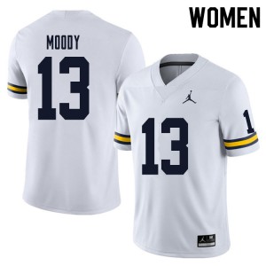 Women's Michigan #13 Jake Moody White Stitch Jerseys 163059-660