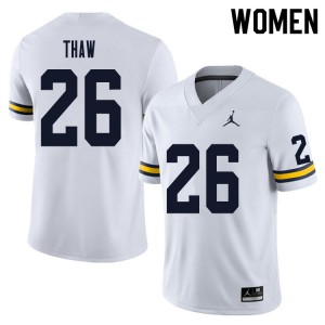 Women Michigan #26 Jake Thaw White Embroidery Jersey 313013-115