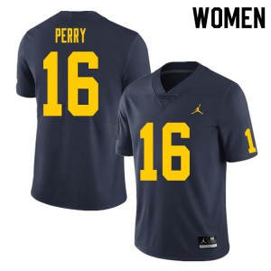 Womens Michigan Wolverines #16 Jalen Perry Navy College Jersey 285180-751