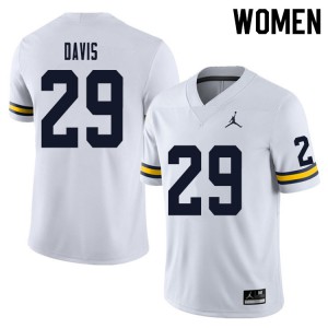 Womens Michigan Wolverines #29 Jared Davis White High School Jersey 298192-762