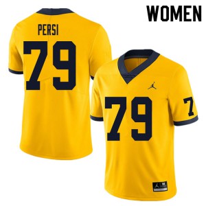 Womens Wolverines #79 Jeffrey Persi Yellow NCAA Jersey 878636-729
