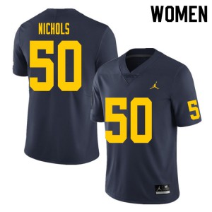 Womens Michigan Wolverines #50 Jerome Nichols Navy NCAA Jerseys 554383-922