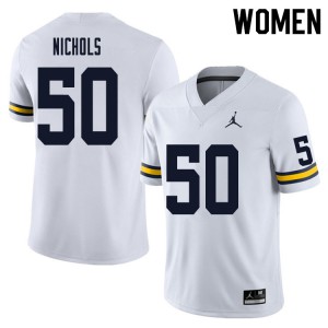 Women Wolverines #50 Jerome Nichols White Alumni Jersey 555753-999