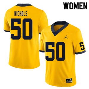 Womens Michigan #50 Jerome Nichols Yellow Stitched Jersey 275028-611