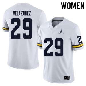 Womens Michigan #29 Joey Velazquez White Official Jerseys 872660-818