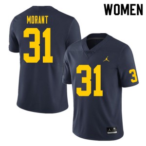 Women University of Michigan #31 Jordan Morant Navy University Jersey 627977-270