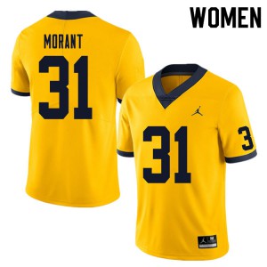 Women's Michigan #31 Jordan Morant Yellow Official Jersey 702399-409