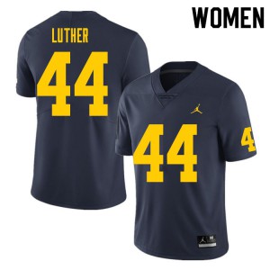 Women Michigan #44 Joshua Luther Navy Stitched Jerseys 303735-549