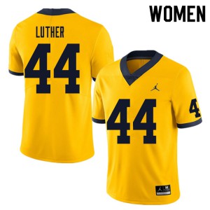 Womens Wolverines #44 Joshua Luther Yellow NCAA Jersey 593189-937
