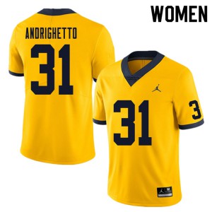 Women Michigan Wolverines #31 Lucas Andrighetto Yellow Official Jersey 279520-686