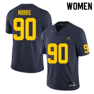 Women's Wolverines #90 Mike Morris Navy Alumni Jerseys 642159-878