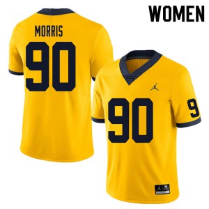 Women's Michigan #90 Mike Morris Yellow Player Jersey 279447-461