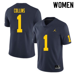 Womens Michigan #1 Nico Collins Navy College Jerseys 219022-485