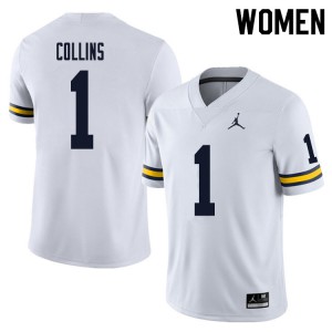 Womens Wolverines #1 Nico Collins White NCAA Jersey 577736-394