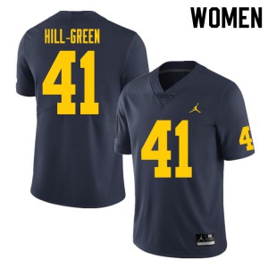 Womens Michigan #41 Nikhai Hill-Green Navy NCAA Jersey 814054-923