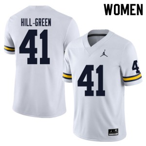Women Michigan Wolverines #41 Nikhai Hill-Green White Football Jersey 877024-215