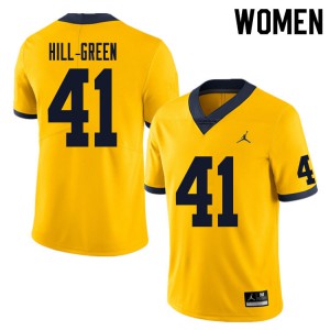 Womens Michigan #41 Nikhai Hill-Green Yellow Player Jersey 697722-588