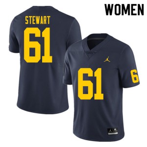 Women's Michigan Wolverines #61 Noah Stewart Navy University Jersey 476160-868