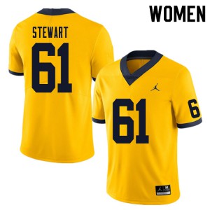 Women's Michigan #61 Noah Stewart Yellow College Jersey 222717-565