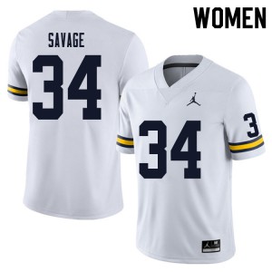 Women's Wolverines #34 Osman Savage White Football Jersey 976811-702
