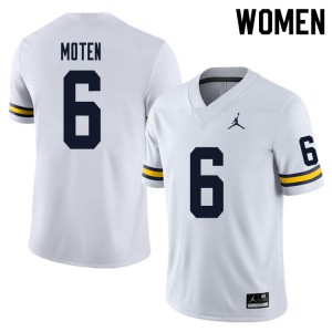 Womens Wolverines #6 R.J. Moten White High School Jerseys 589537-712