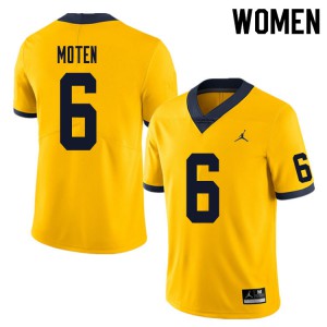 Women's University of Michigan #6 R.J. Moten Yellow Player Jersey 997356-754