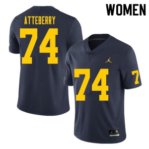 Women Michigan #74 Reece Atteberry Navy Embroidery Jersey 130281-484