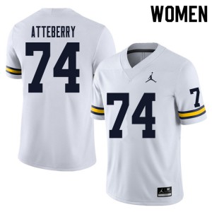 Womens Michigan #74 Reece Atteberry White Football Jersey 288474-403