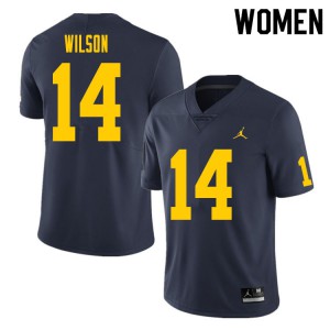 Womens Wolverines #14 Roman Wilson Navy Stitched Jersey 733035-568
