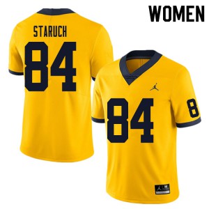 Women's Michigan #84 Sam Staruch Yellow Football Jersey 887981-835