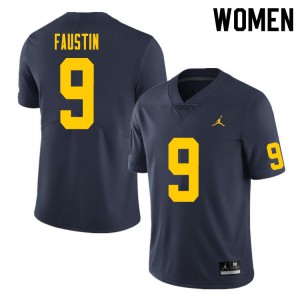 Women's Michigan #9 Sammy Faustin Navy Embroidery Jersey 353236-326