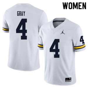 Women University of Michigan #4 Vincent Gray White Official Jerseys 143473-934