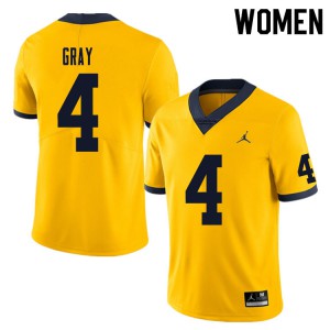 Womens Michigan Wolverines #4 Vincent Gray Yellow Player Jerseys 636196-458