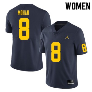 Womens Michigan Wolverines #8 William Mohan Navy Stitch Jersey 781423-779