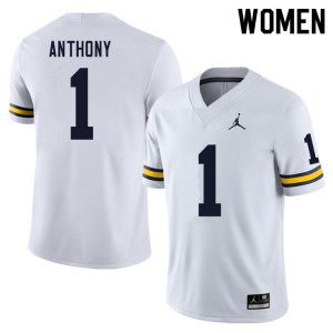 Womens University of Michigan #1 Andrel Anthony White Stitch Jerseys 468378-241