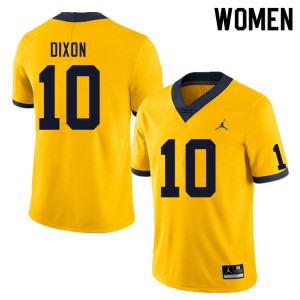 Womens Michigan #10 Cristian Dixon Yellow Football Jerseys 744203-776