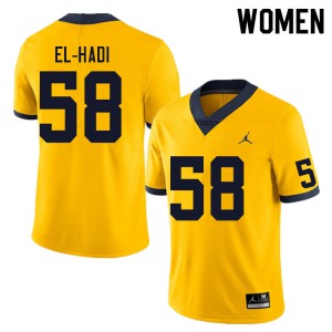 Women's Wolverines #58 Giovanni El-Hadi Yellow Embroidery Jersey 169021-595