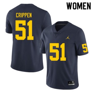 Women's Michigan Wolverines #51 Greg Crippen Navy Official Jersey 111412-579